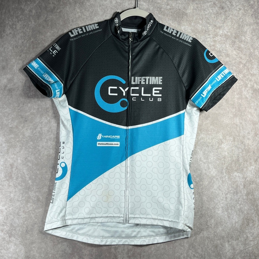 Hincapie Toyota Lifetime Fitness Cycling Jersey Women Medium White Bike Full Zip